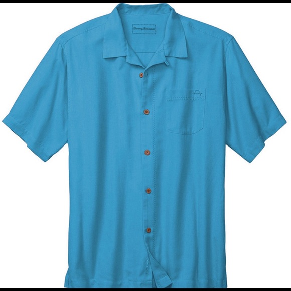 NEW Tommy Bahama Men’s Royal Bermuda Camp Shirt Riviera Azure Size L - Picture 2 of 10